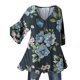 thumbnail image 1 of Reino Unido mujeres blusa larga camiseta damas estampado floral túnica tops camiseta casual más sizeblack4XL, 1 of 3