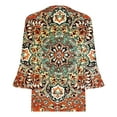 thumbnail image 5 of ICHUANYI Clearance Women's Casual Printed Three-quarter Sleeve V-neck Flared Sleeve T-shirt Shirt(Khaki, L) ICHUANYI WER2023080708894, 5 of 5