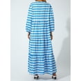 thumbnail image 3 of Michellecmm Women Geometric Print Long Dress, V-neck Puff Long Sleeve Loose Fashion Dress, 3 of 9