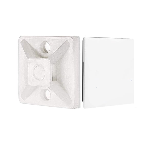 ICERUN 500 Pcs 3/4" White Self Adhesive Cable Zip Tie Mounts Wire Cable Clips Holders Management Anchors Organizer Holders Squares Zip Tie Organizer