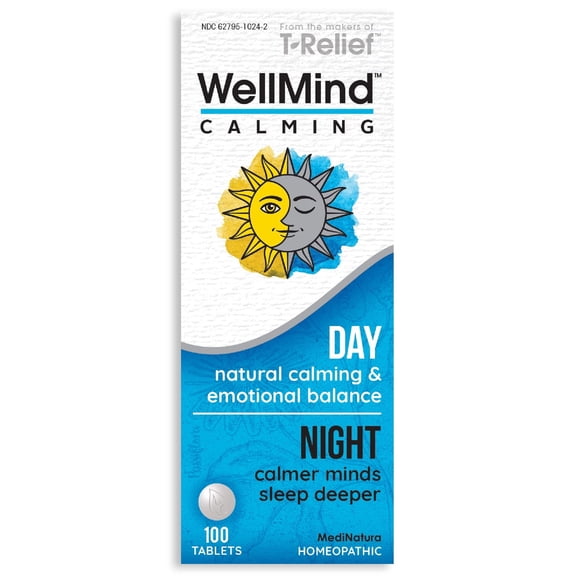 MediNatura WellMind Natural Calming Remedy - Helps Ease Stress, Tension & Nervousness - 10 Homeopathic Soothing Botanicals - 100 Tablets