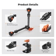 K&F Concept 11 Magic Arm with Super Clamp, Kit with 1/4 & 3/8 Thread Screw, Cold Shoe Clamp Mount for Monitor, LED Light, Webcam, Action Camera