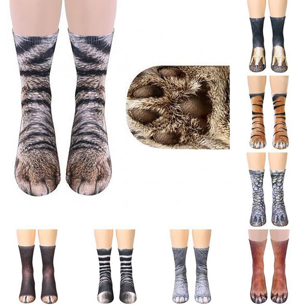 1Pair Simulation Animal Paw Feet Knee-High Floor Socks Winter Warm Cotton Sock 