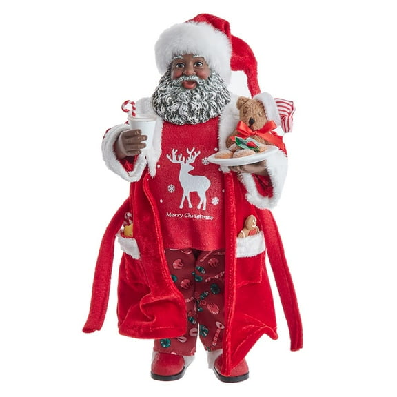 Kurt Adler 10.5-Inch Fabrich√© Black Santa in Pajamas and Robe