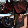 thumbnail image 2 of Uorisanigo Halloween Red Bats 10 Pack Car Seat Covers with Auto Seat Belt Cover Car Water Cup Coaster Steering Wheel Cover Keychains Anti-slip Decorative Auto Interior Suitable for Cars SUVs, 2 of 7