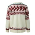 thumbnail image 2 of Pull de Noël pour Femmes, Tricoté à la Mode, Cardigan Chaud Imprimé, Fermeture Mi-Longue, Décontracté, Col Rond, 2 of 7