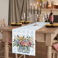 thumbnail image 2 of Pink Spring Floral 108 Inch Table Runner, Blue Plaid Farmhouse Watercolor Flowers Farmhouse Dresser Scarf Cotton & Linen Tablerunner for Dining/Kitchen Island/Holiday Party Décor 13" x 108", 2 of 9