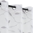 thumbnail image 4 of Curtainking Sheer Curtains 84 inches Embroidered Leaf Window Curtains for Living Room Grommet Top 2 Panels Voile Drapes for Bedroom Grey on White, 4 of 8