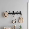 thumbnail image 2 of Perchero de pared triple negro, 5 robustos ganchos de acero inoxidable para colgar la capa, sombrero, monedero, llaves, albornoces para baño de entrada interior, 2 of 5