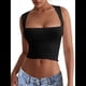 thumbnail image 3 of Tops Cortos Sin Mangas con Cuello Cuadrado para Mujer 2025, Bonitos Tops de Tirantes Y2K de Doble Capa, Sin Costuras y Ajustados Negro XL, 3 of 8