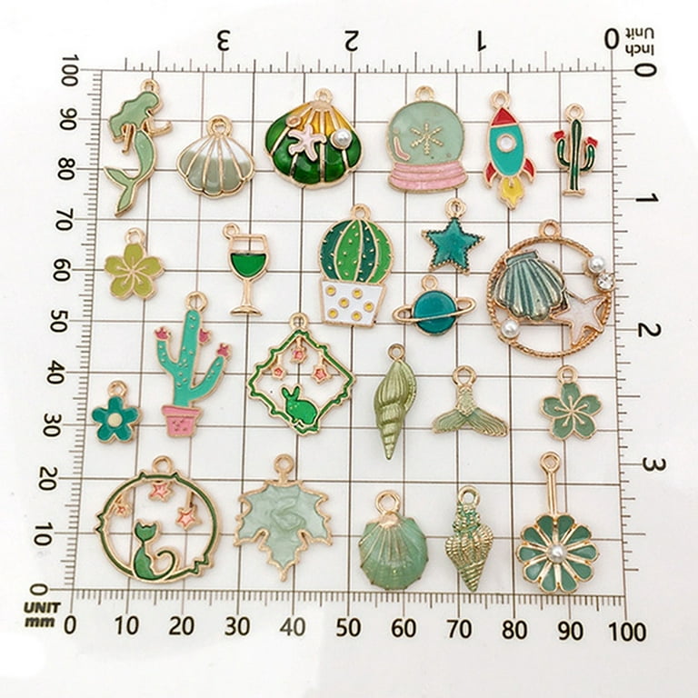 Bueautybox 31pcs Mixed Enamel Charms for Jewelry Making Pendants Colorful DIY Pendant Necklace Earrings Bracelet Crafting, Women's, Size: 10, Green