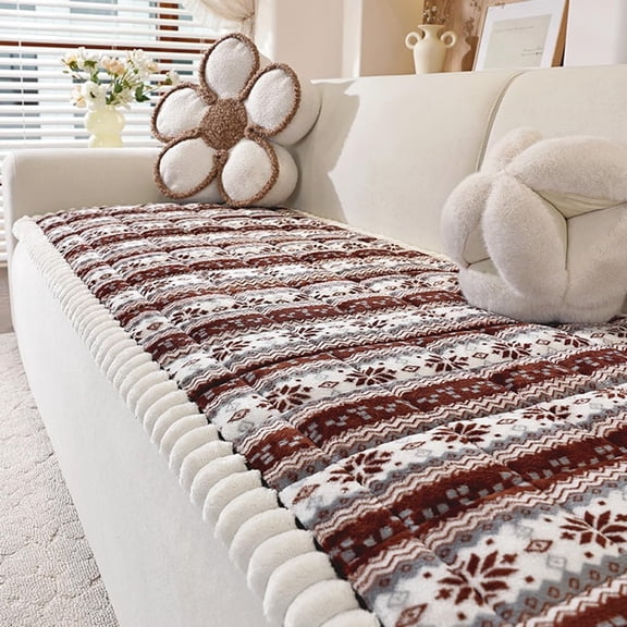 Thick Plush Sofa Cover, Non-Slip Pet Couch Cover for 3 Cushion Sofa, Christmas Couch Covers Protector for Dogs & Cats, Machine Washable