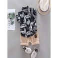 thumbnail image 2 of Summer Children Baby Boys Short Sleeve Leaves Pattern T-shirt Blouse+Shorts Casual Outfits Set, 2 of 5