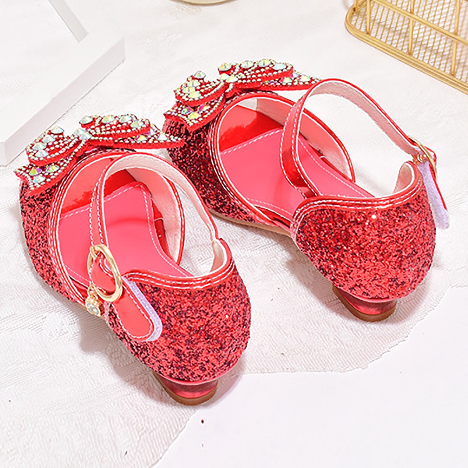 Chaussures Princesse à Talons Pour Fille Taille 3 - Rose, Fermeture Velcro, Fabrication Chine, Neuves Sans Boîte