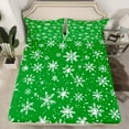 thumbnail image 2 of Manfei Green Cartoon Snowflake Full Size Sheets for Teen, Winter Snow Bed Sheets, Western Christmas Festival Sheet Sets, Ultra Soft Home Decor, 4pcs, 2 of 7