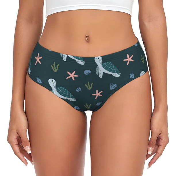 Fotbe Cute Turtle Calzones Estampados para Mujer – Ropa Interior de Algodón, Cómoda, Suave y Elástica-XX-Large