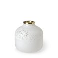 thumbnail image 1 of homeroots home decor 397568 8" Modern Pearl White Gold Rim Rounded Square Glass Vase, 1 of 1