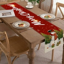 Yhmxh Christmas Linen Red and White Xmas Snowman Christmas Table Runner 48/72 Inches Long Merry Christmas Table Runner Winter Christmas Xmas Holiday Farmhouse Style Table Decoration