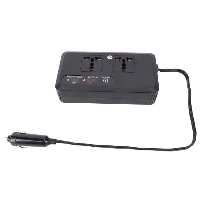 Car Inverter Converter, 2 AC Outlets 2 USB Ports Efficient Stable 200W Car Power Inverter for Road Trips