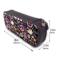 thumbnail image 3 of Picia Peace Love and Dove Flower Power Pattern Large Capacity PU Leather Pencil Case Organizer Pen Marker Holder Double Zipper Storage Bag Big Pencil Pouch for College Office, 3 of 6