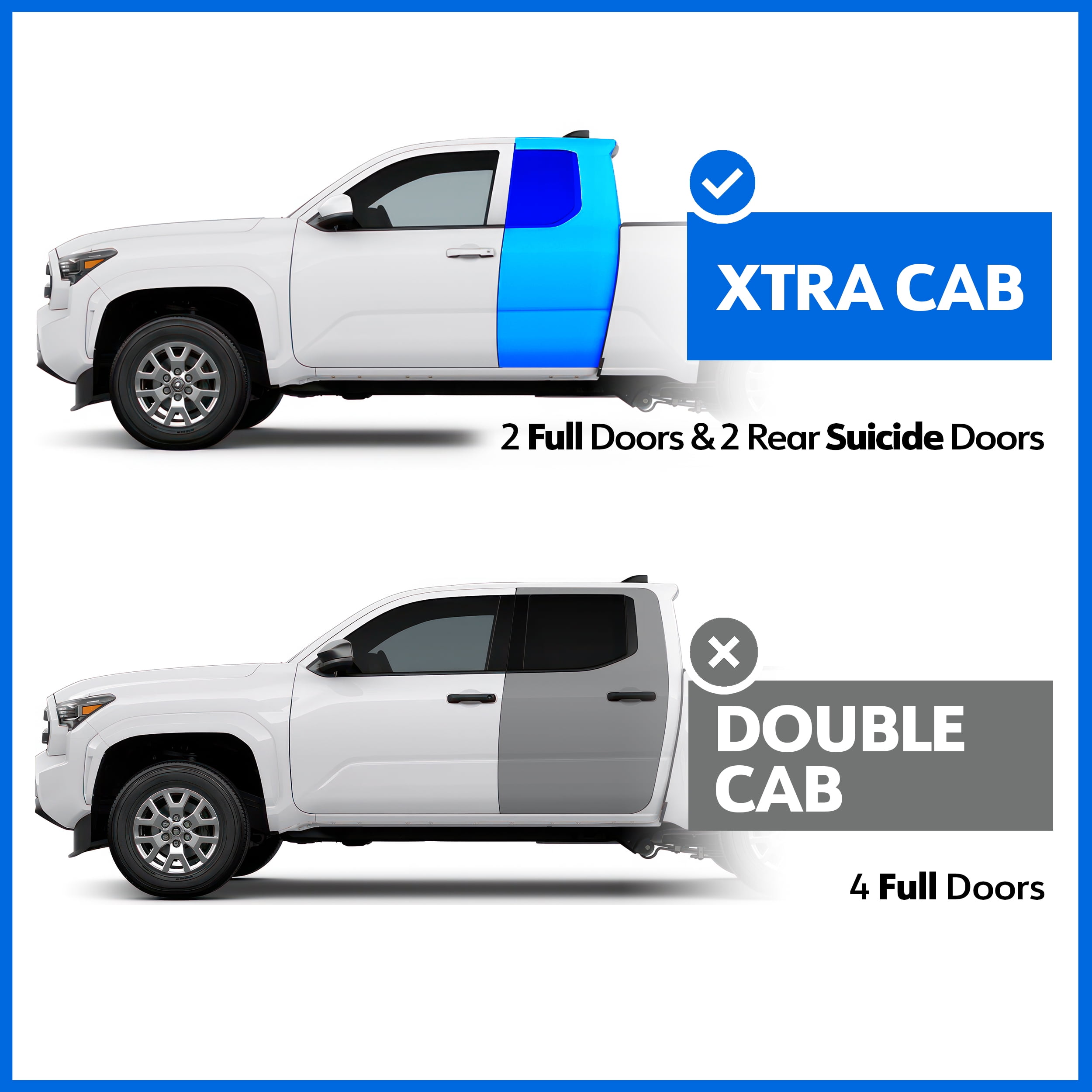 Tyger Auto Trax Side Steps Compatible with 2024-2026 Toyota Tacoma | XtraCab | TG-TX7T28228 | Textured Black Rail Running Board