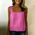 thumbnail image 6 of Women's Square Neck Tank Tops Summer Casual Sleeveless Top Women's Solid Color Buttoned Cotton Linen Tank Top, 6 of 6