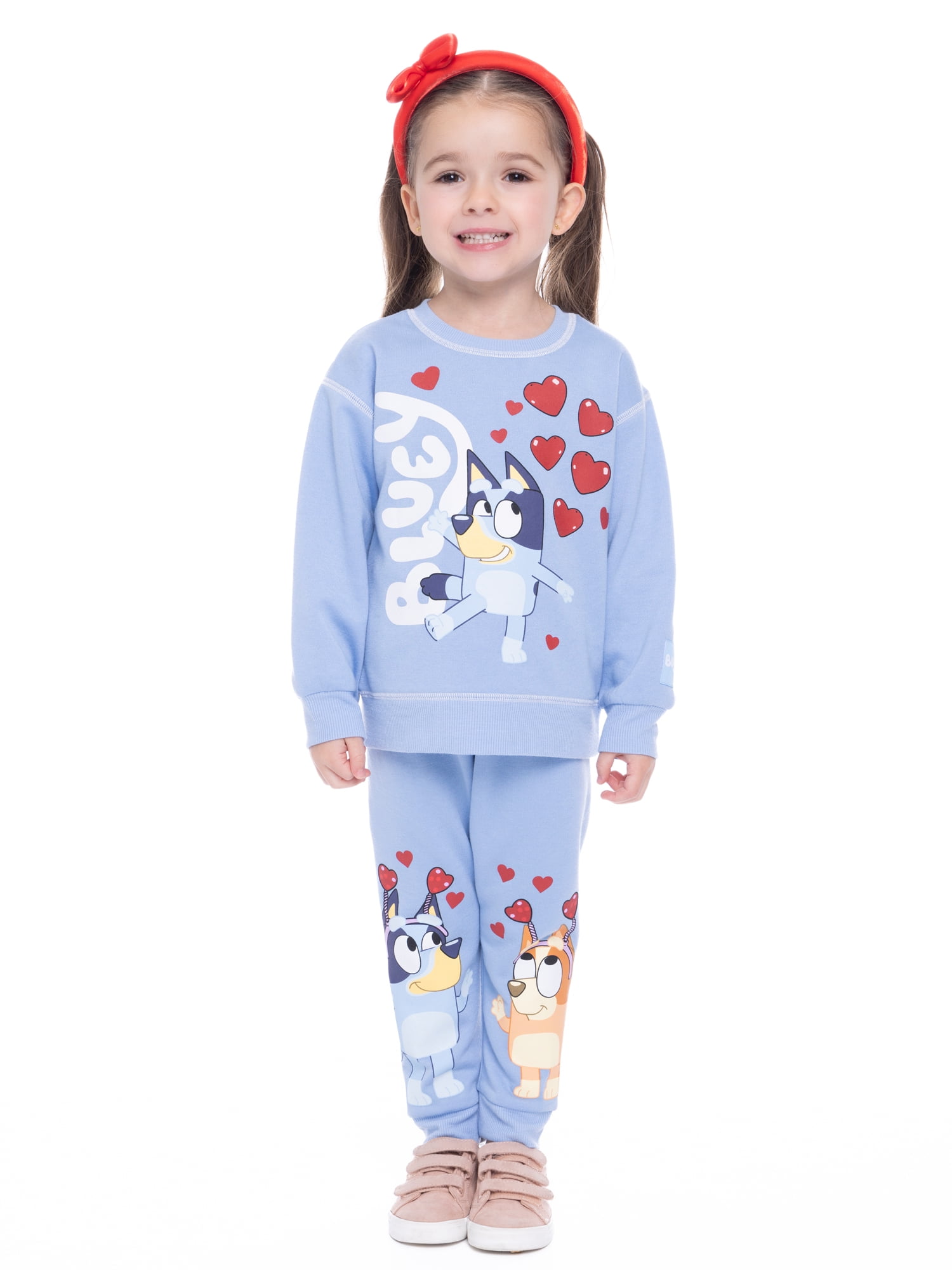 Bluey Toddler Boys or Girls Valentine's Day Graphic Sweatshirt and Joggers Set, 2-Piece, Sizes 12M-5T