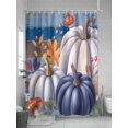 thumbnail image 5 of Fall Shower Curtain Purple Pumpkin Shower Curtains for Bathroom Thanksgiving Decor, Waterproof Polyester Shower Curtain Set with Hooks, Standard Size 72" x 72" Leaves Mushrooms Wood Grain, 5 of 6