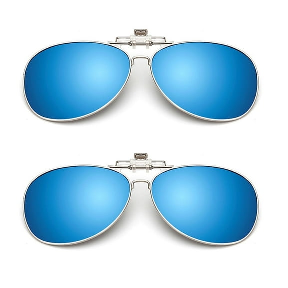 TOP-MAX Polarized Sunglasses Clip with Frame, Polarized Lenses, UV400 Protection, for Men and Women (2pcs, Ice Blue)