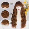 thumbnail image 4 of Outdoorfun Auburn Wig with Bangs Long Wavy Ginger Wig Natural Looking Heat Resistant Synthetic Curly Full Wigs for beginners Women Daily Use, 4 of 10
