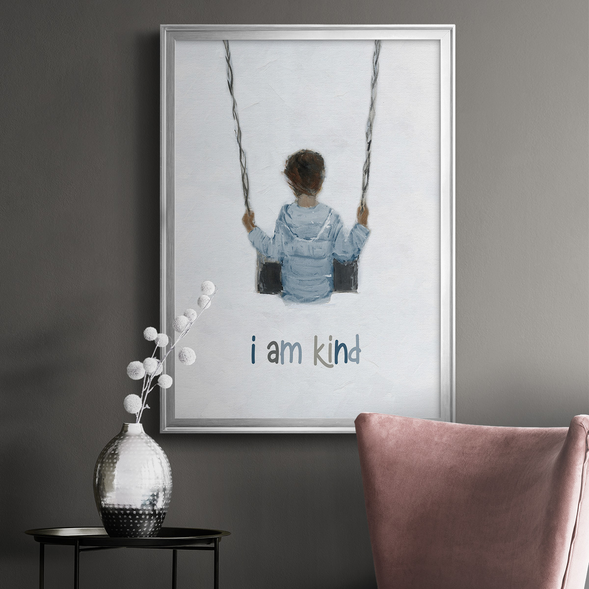 Boy on a Swing Premium Framed Print - Ready to Hang