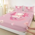 thumbnail image 4 of Manfei Watercolor Axolotl Queen Sheets,Cute Flower Queen Sheet Sets For Girls,Pink,4pcs,1 Flat Sheet,1 Fitted Sheet and 2 Pillowcases, 4 of 7