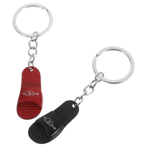 Masteelf 2pcs Slipper Keychain 3D Shoe Key Ring Pendant Decor Cute and Funny Keychains Hanging Decor for Backpack Purse Car Keys Party Favors