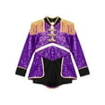 thumbnail image 3 of YONGHS Combinaison de Cirque pour Filles Halloween Enfants Manches Longues Sequins Justaucorps Robe Danse Violet 16, 3 of 6