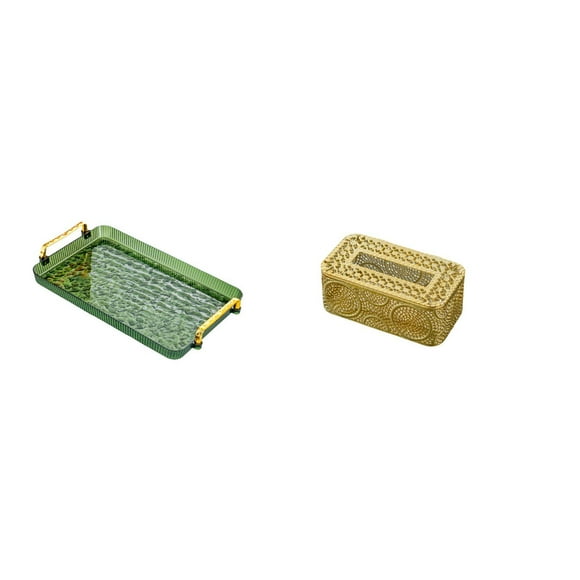 Elegante Juego De Bandeja Y Portapañuelos Para Comedor, Dormitorio, Baño, Hogar, Fiestas, Almacenamiento De Joyas Y Organización De Papeles.