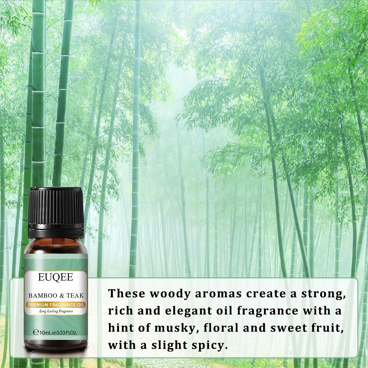 EUQEE Fragrance Oils Gift Set Premium Woody Scented Oil - Forest Pine, Warm Rustic Woods, Bamboo & Teak, Cedarwood, Leather, Swe