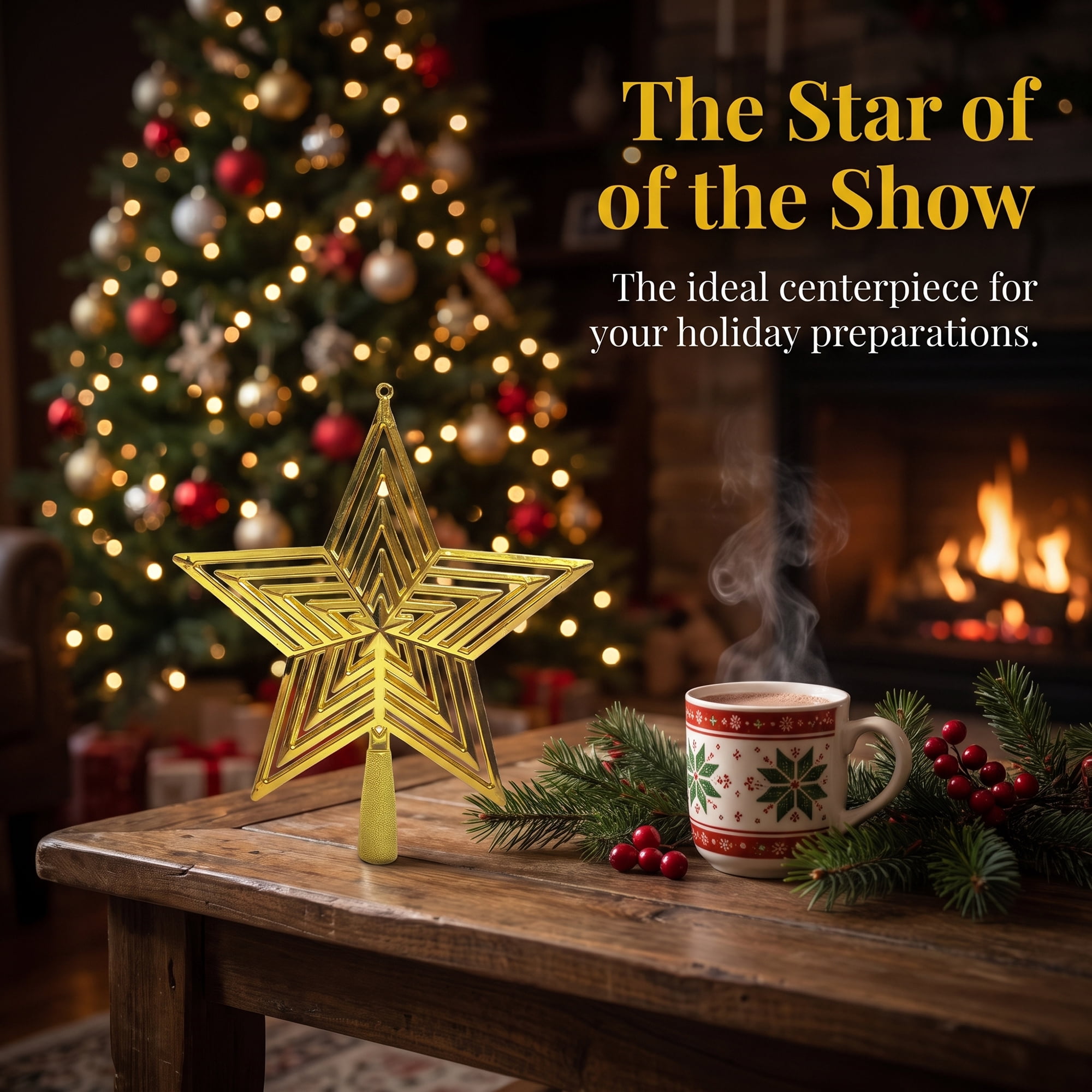 Unique Bargains Openwork Star, A Luxury Adaptable Concealed Canopy Crest Gold 15cm