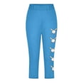 thumbnail image 4 of Ugoldhm Little Girls Athletic Capri Leggings Baseball Print Stretch Running Workout Summer Kids Yoga Pants Size 2-13, 4 of 4