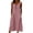 Pink, variant on Ohufall Women's Cotton Linen Dress Round Neck Sleeveless Button Tank Maxi Dress Pockets Casual Summer Holiday Long Dress