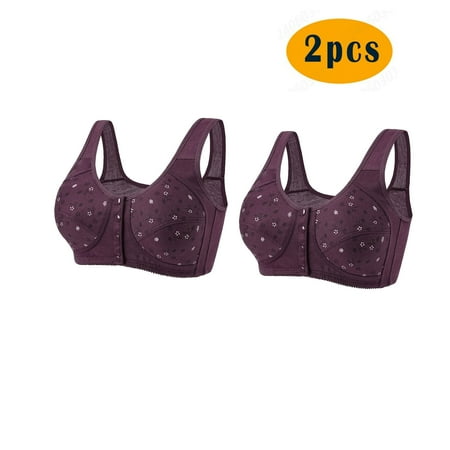 Crunowin Wireless Bra 2Pc Women s Plus Size Push Up Bra  Solid Color Non-Steel Ring Gathering Casual Comfort Bras for Women Multicolor L