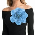 thumbnail image 5 of Extra Large Rose Flower Brooches, 7.87 Inch Lapel Pins Dainty Satin Fabric Big Camellia Flower Hair Clip For Women Wedding/Dance/Clothes/Accessories/Party [20cm, Blue], 5 of 7