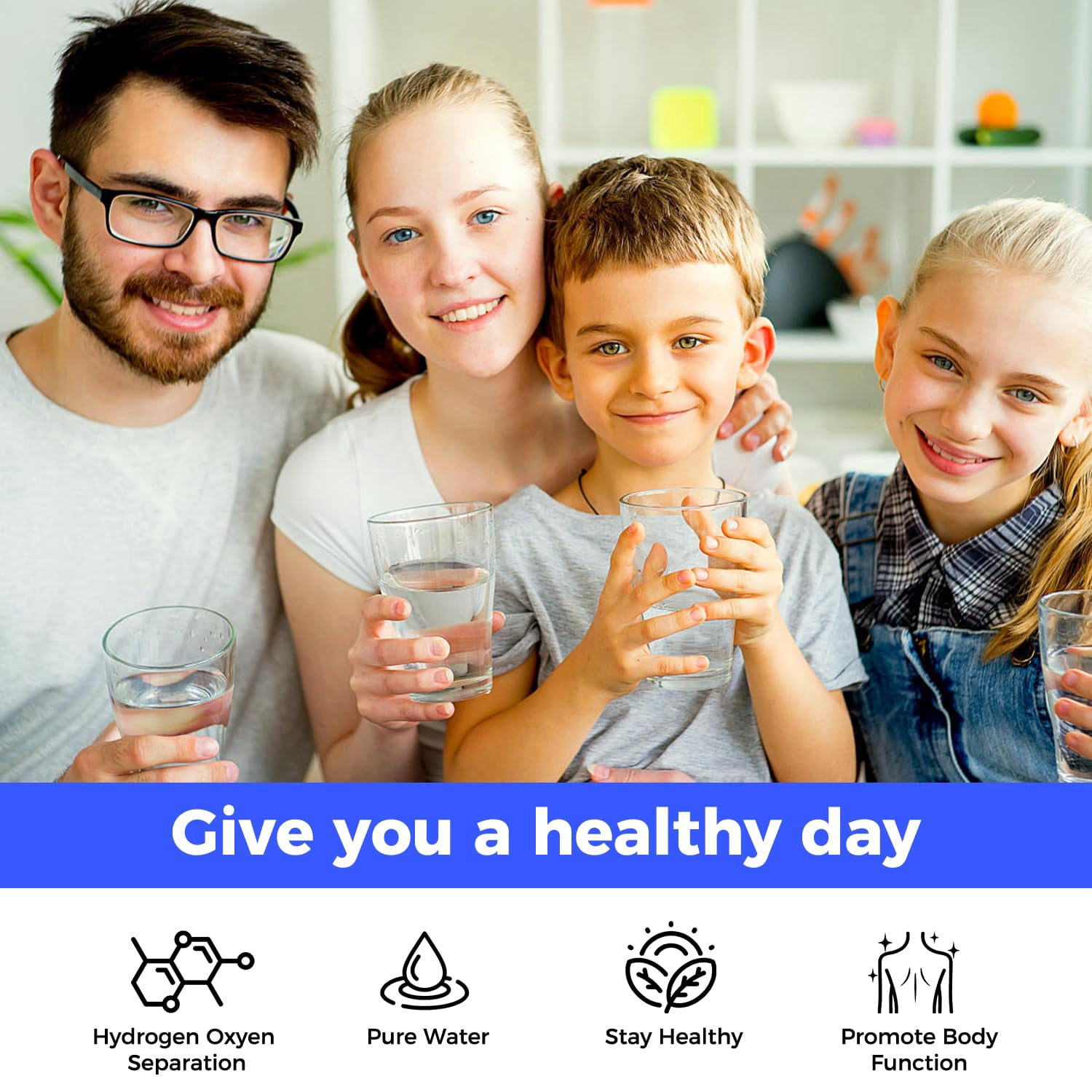 Tikeitoo Hydrogen Water Bottle - Upgraded 1600ppb Portable Hydrogen Water Ionizer Machine, Rechargeable Gift Health Cup for Home, Office, Travel & Daily Hydration
