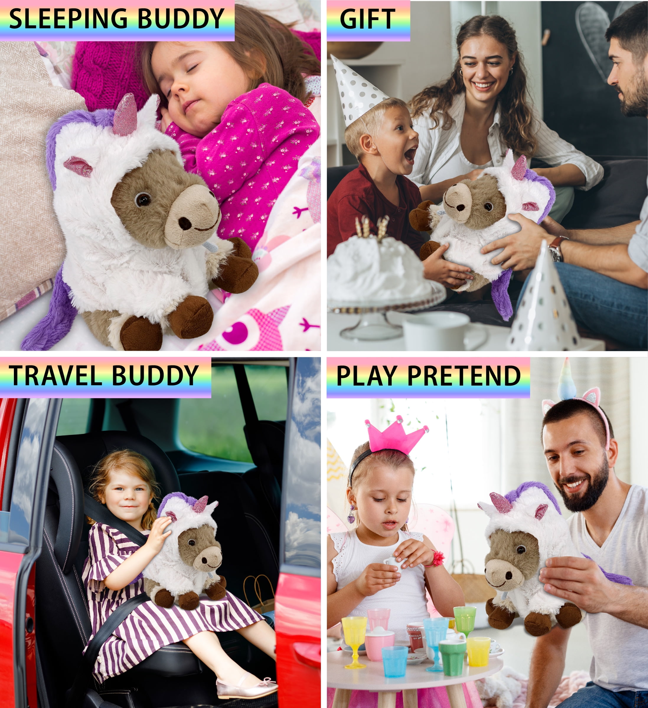 DolliBu Squat Reindeer Unicorn Plush Stuffed Animal Toy - Super Soft Reindeer Unicorn Dress Up with Removable Plush Unicorn Outfit, Cute Fantasy Wildlife Plush Gift for Kids and Adults - 8.5 Inches