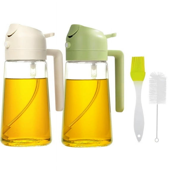 Oil Dispenser for Kitchen Spray, 2 In 1 Oil Dispenser and Oil Sprayer, Olive Oil Spray Dispenser for Kitchen, 16oz/470ml Glass Oil Spray and Pour Bottle for Air Fryer, Salad, Frying, BBQ (Yellow)