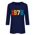 thumbnail image 4 of Womens Birthday T Shirts 1976 Graphic Print Crew Neck 3/4 Length Sleeve Pullover Tops Casual Vintage Tees (S, Blue), 4 of 4