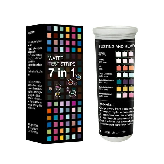 7-in-1 Pool Test Strips, 300 Quick & Accurate Test Strips for Pool Water, Spa Test Strips for Hot Tub, Chlorine Test Strips, Bromine, pH, Alkalinity, Hardness & More - Swimming Pool Test Kit