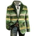 thumbnail image 4 of IWRICH St. Patrick's Day Corduroy Blazer Formen Shamrock Jackets 3D Splicing Printed Colorblock Button Loose Work Sport Coat with Pocket 11-Green L, 4 of 5