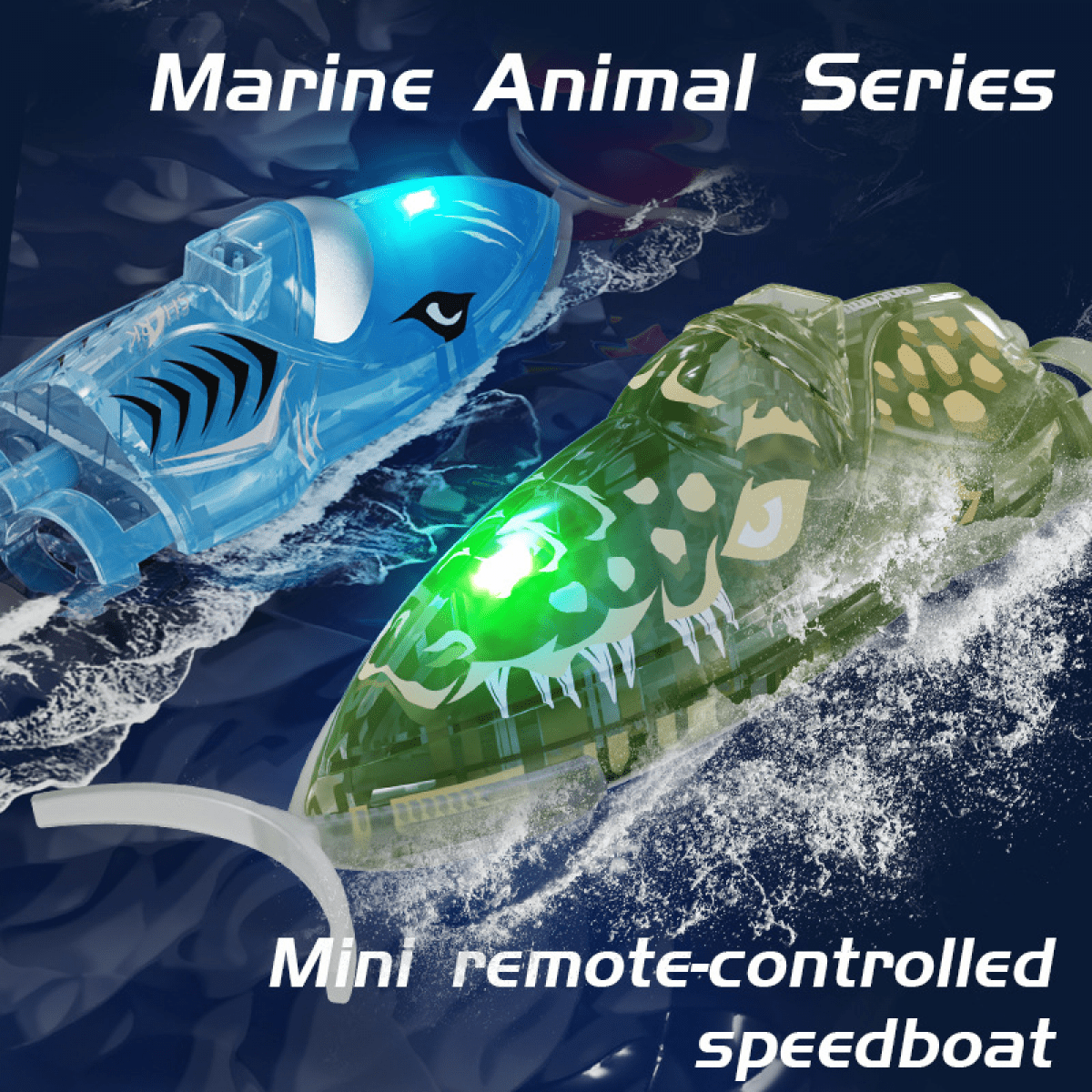 Mini Remote Control Boat for Kids, 360° Rotation RC Water Toys for Pool with Lights for Boys Girls Christmas Birthday Gifts - Shark