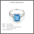 thumbnail image 5 of Gem Stone King 925 Sterling Silver Swiss Blue Topaz and White Topaz Women Engagement Ring (2.54 Cttw, Emerald Cut 9X7MM, Gemstone Birthstone, Size 6), 5 of 5