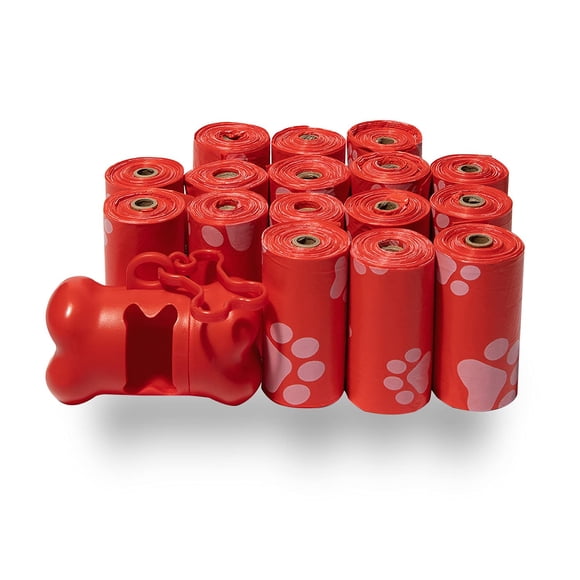 Best Pet Supplies Dog Poop Bags (240 Bags) for Waste Refuse Cleanup, Doggy Roll Replacements for Outdoor Puppy Walking and Travel, Leak Proof and Tear Resistant, Thick Plastic - Red